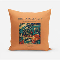 Thumbnail for VINTAGE G4137 - The Hangar Cats - Designed Pillows design on orange