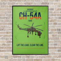Thumbnail for Sikorsky CH-54A Tarhe vertical canvas print - framed - light green background