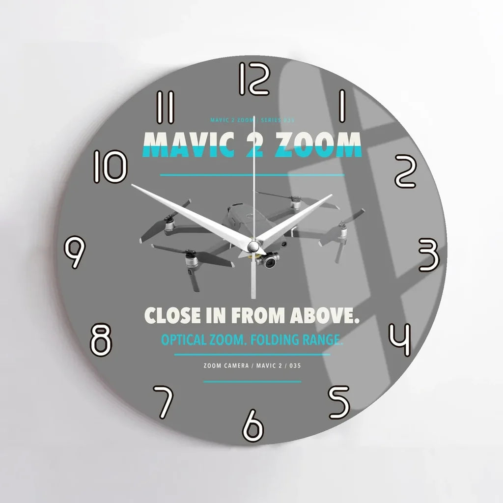 DJI Mavic 2 Zoom design on gray no frame wall clock