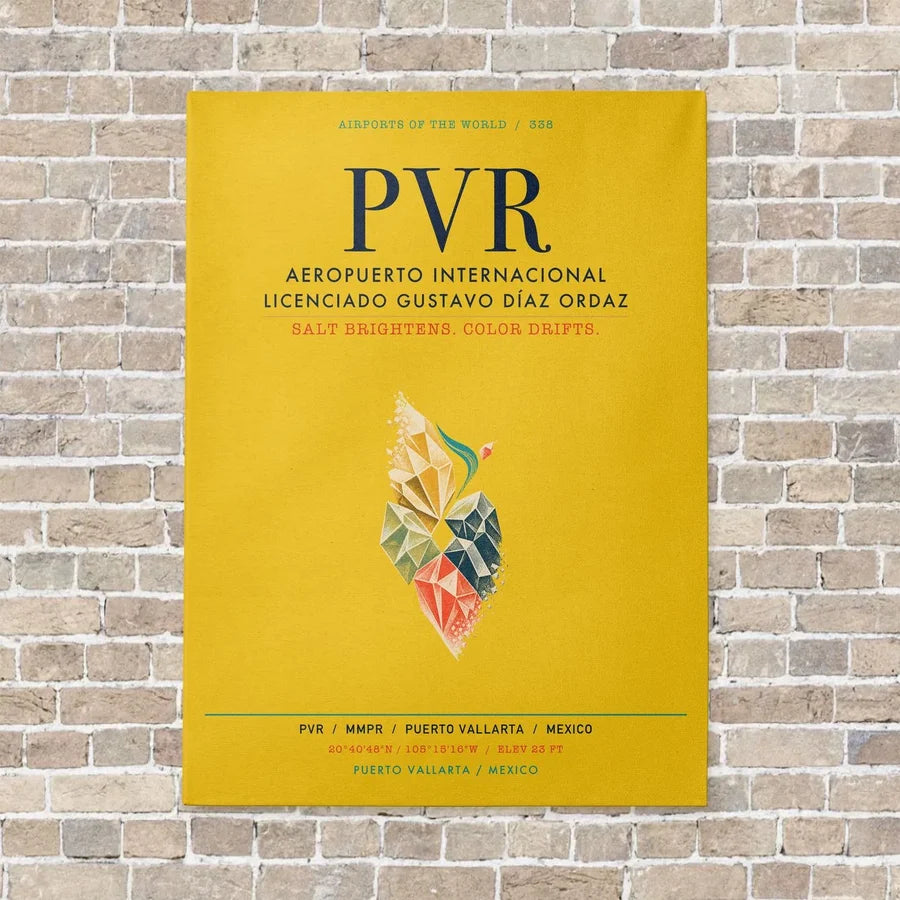 Aeropuerto Internacional Licenciado Gustavo Díaz Ordaz PVR vertical canvas print - no frame - yellow background