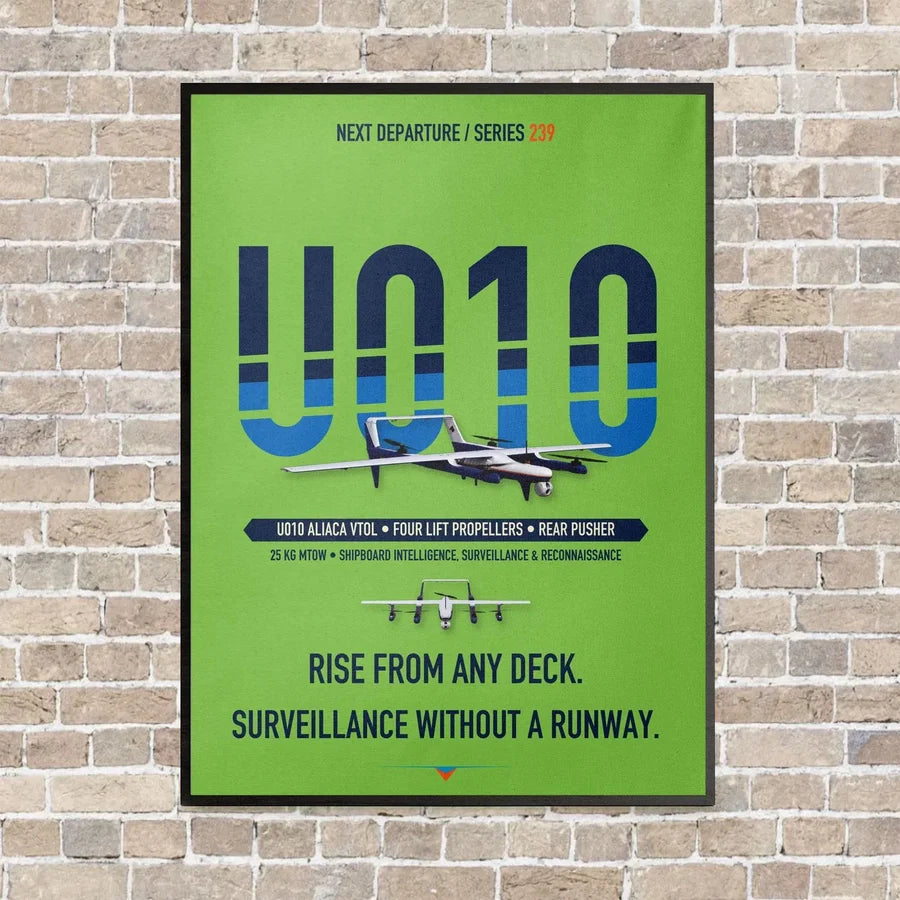Airbus U010 Aliaca VTOL vertical canvas print - framed - light green background