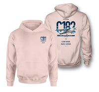 Thumbnail for Cessna 182 Skylane design on pink double-side hoodie, double-side print