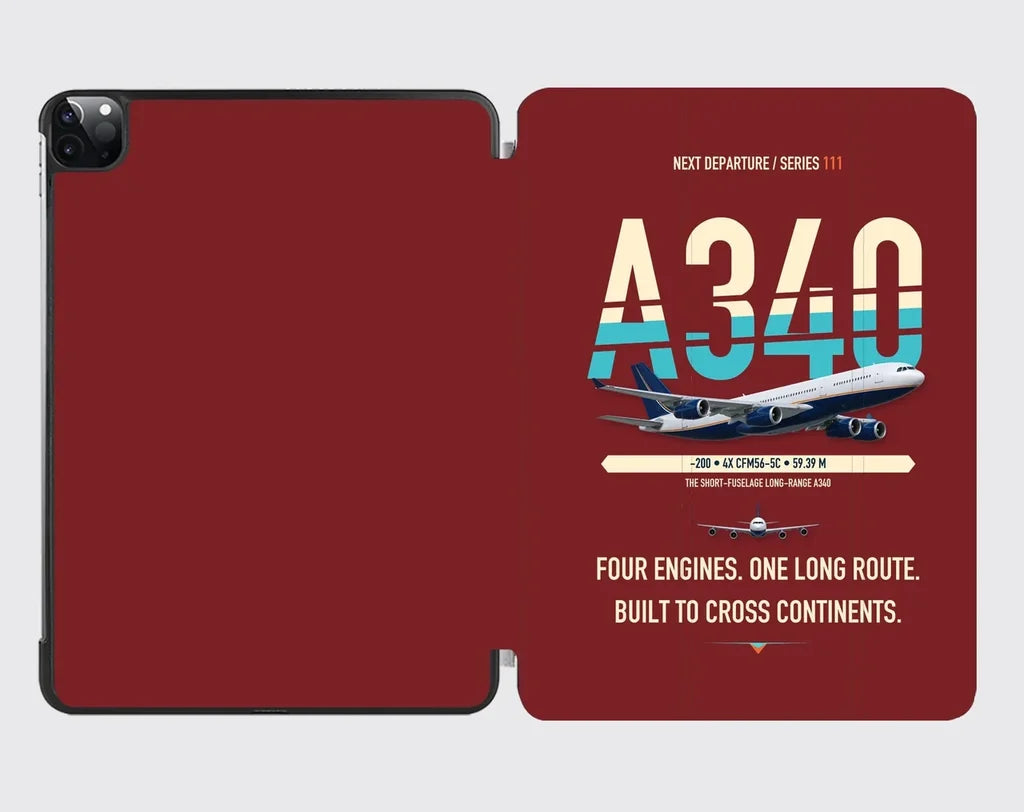 Airbus A340-200 design on dark red ipad tablet case