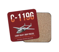 Thumbnail for C-119G Flying Boxcar design on dark red 1 piece coaster