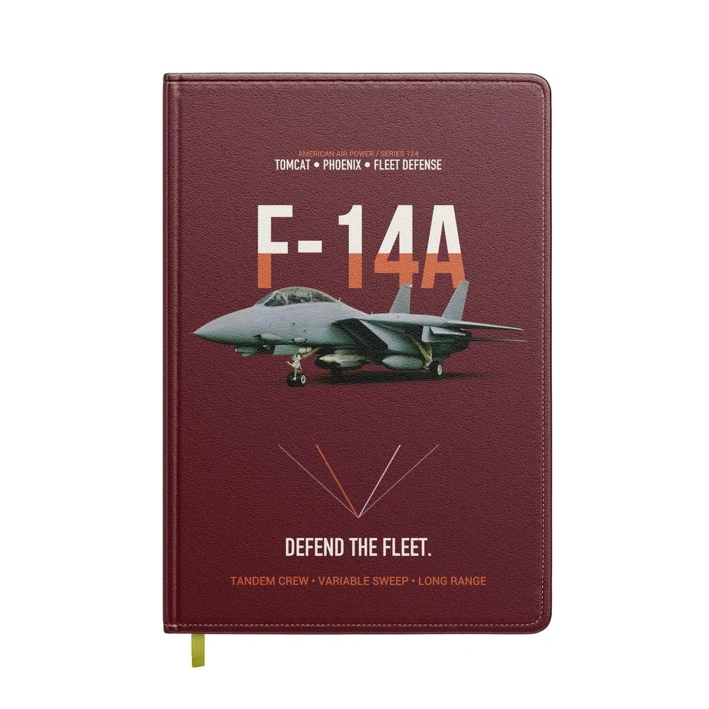 F-14A Tomcat Defend The Fleet design on dark red notebook