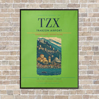Thumbnail for Trabzon Airport TZX vertical canvas print - framed - light green background