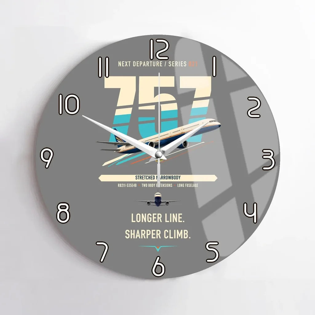 Boeing 757-300 design on gray no frame wall clock