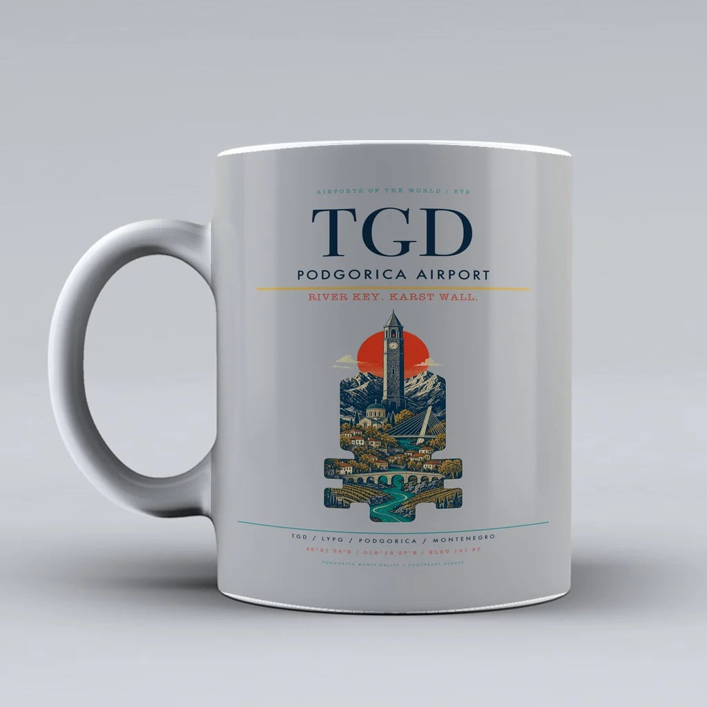 Podgorica Airport TGD Mug - Light Gray