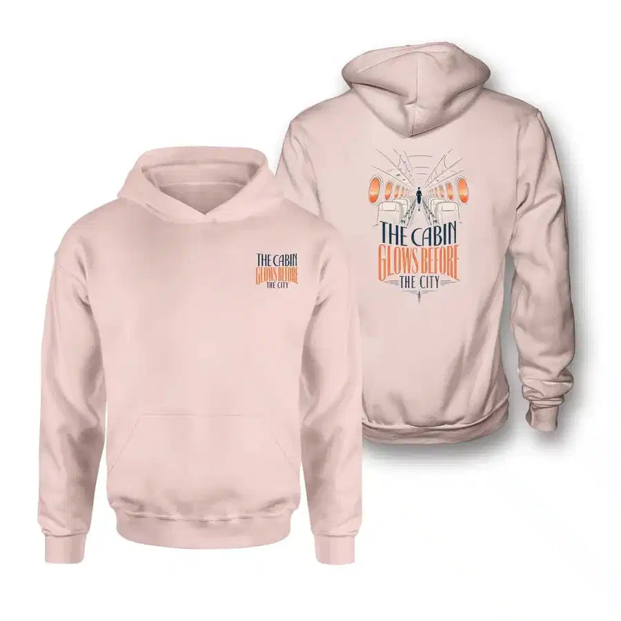 SIGNAL 629 - The Cabin Glows Before The City - Double-Side Hoodie design on pink double side hoodie