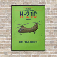 Thumbnail for Piasecki H-21C Shawnee vertical canvas print - framed - light green background