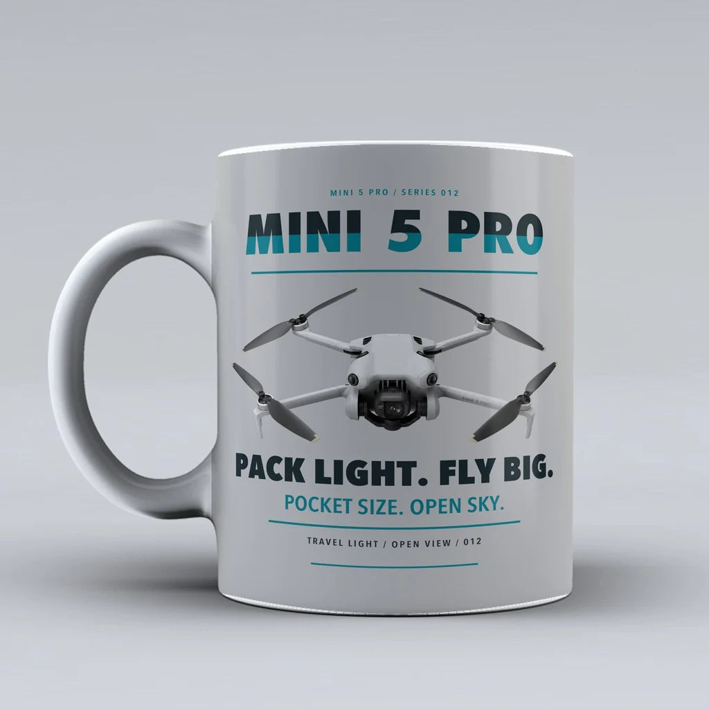 Mini 5 Pro Mug design on light gray dji