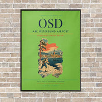 Thumbnail for Are Ostersund Airport OSD vertical canvas print - framed - light green background