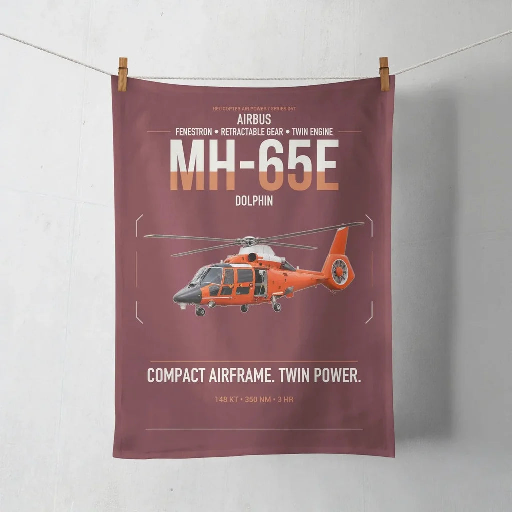 Airbus MH-65E Dolphin design on dark red towel