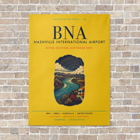 Thumbnail for Nashville International Airport BNA vertical canvas print - no frame - yellow background