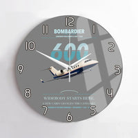 Thumbnail for Bombardier Challenger 600 design on gray no frame wall clock
