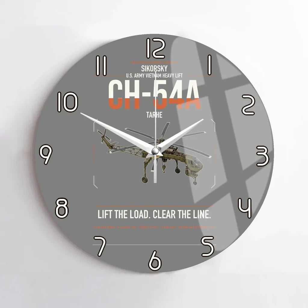 Sikorsky CH-54A Tarhe design on gray no frame wall clock