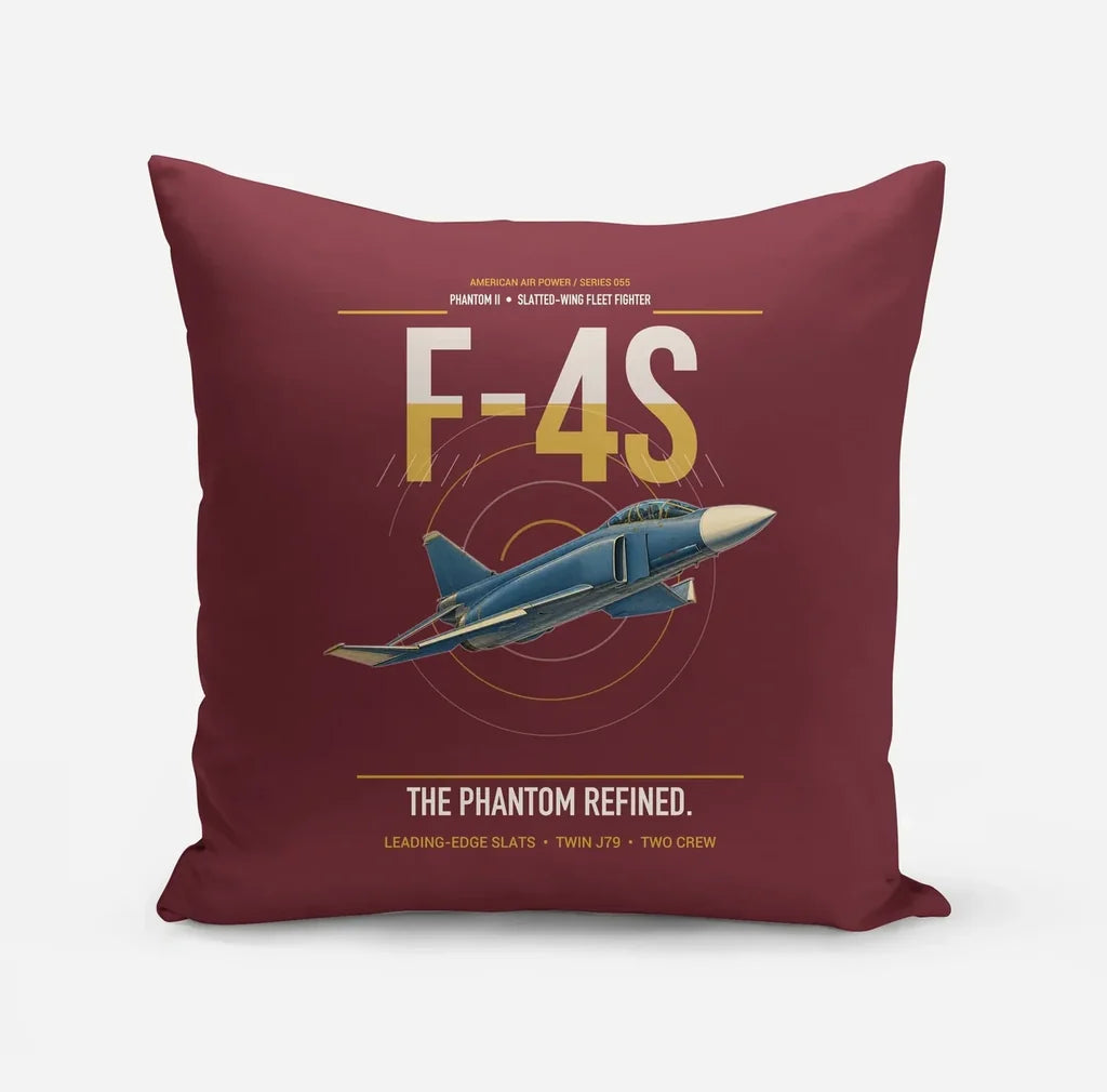F-4S Phantom II design on dark red pillow