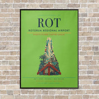Thumbnail for Rotorua Regional Airport ROT vertical canvas print - framed - light green background