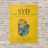 Thumbnail for Sydney Kingsford Smith Airport SYD vertical canvas print - no frame - yellow background