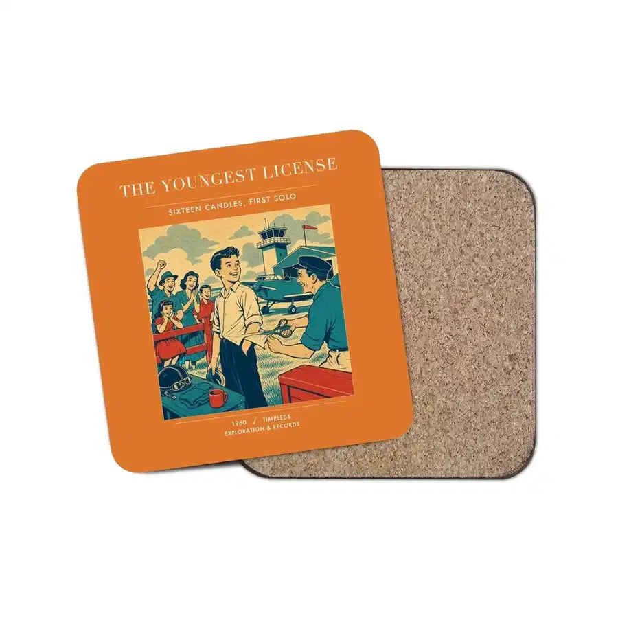 The Youngest License - Designed Coasters design on orange 1-piece