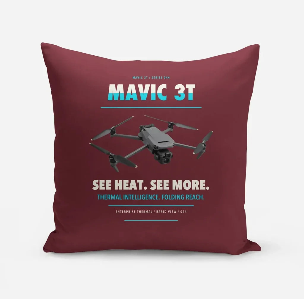DJI Mavic 3 Thermal design on dark red pillow