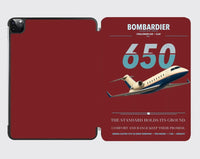 Thumbnail for Bombardier Challenger 650 design on dark red ipad tablet case