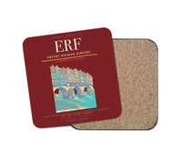 Thumbnail for Erfurt-Weimar Airport (ERF) design on dark red 1 piece coaster