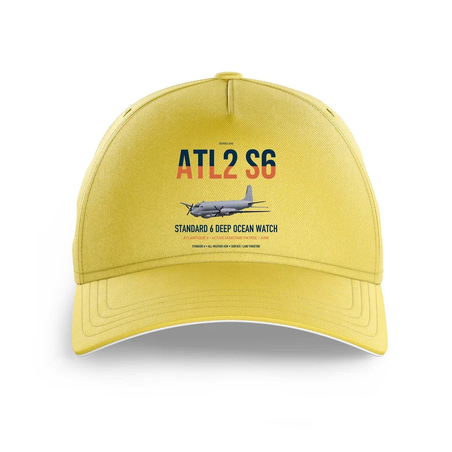 Atlantique 2 Standard 6 design on yellow printed hat
