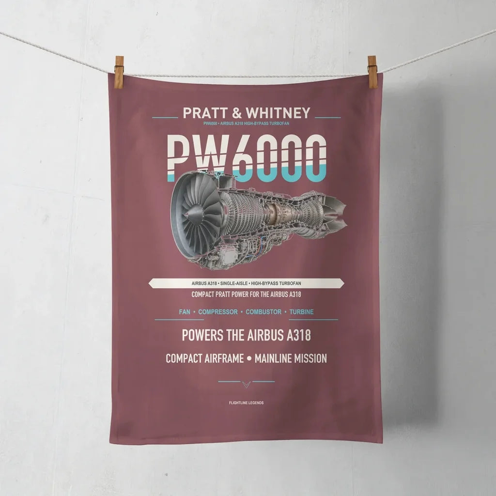 PW6000 design on dark red towel