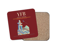 Thumbnail for Iqaluit Airport (YFB) design on dark red 1 piece coaster