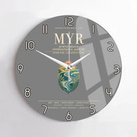 Thumbnail for Myrtle Beach International Airport (MYR) design on gray no frame wall clock
