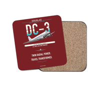 Thumbnail for Douglas DC-3 design on dark red 1 piece coaster