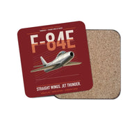 Thumbnail for F-84E Thunderjet design on dark red 1 piece coaster