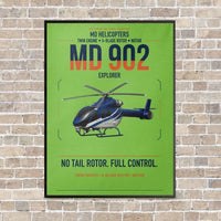 Thumbnail for MD Helicopters MD 902 Explorer vertical canvas print - framed - light green background