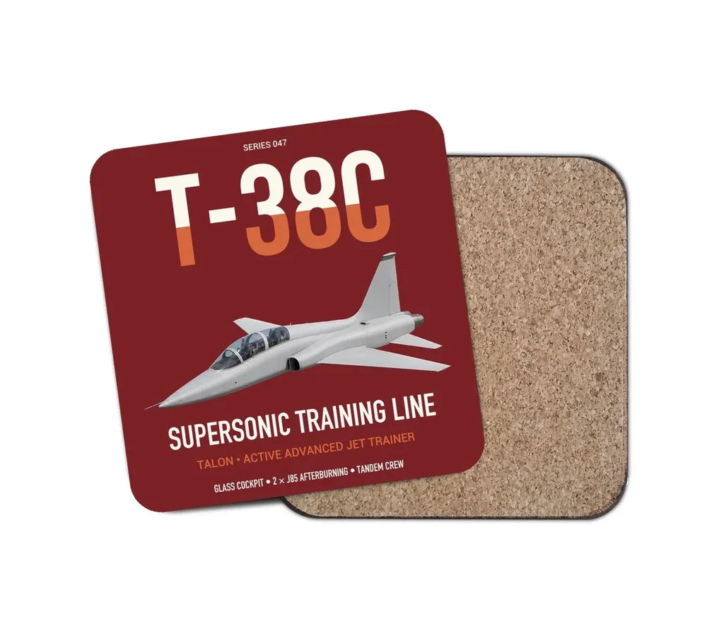 T-38C Talon design on dark red 1 piece coaster