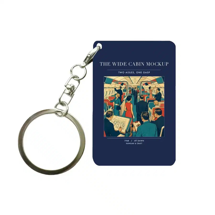 VINTAGE G4467 - The Wide Cabin Mockup - Designed Key Chain design on navyblue