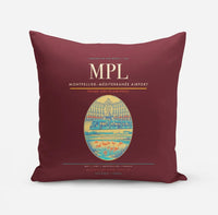Thumbnail for Montpellier–Méditerranée Airport (MPL) design on dark red pillow