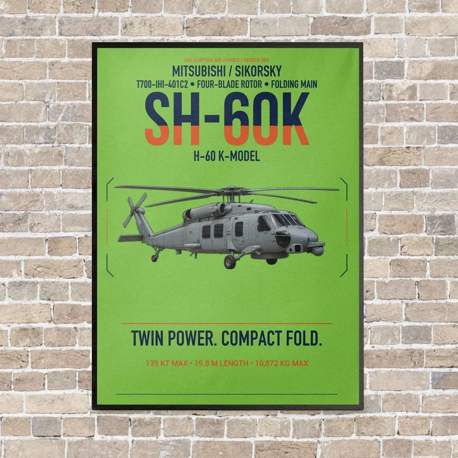 Mitsubishi Sikorsky SH-60K vertical canvas print - framed - light green background