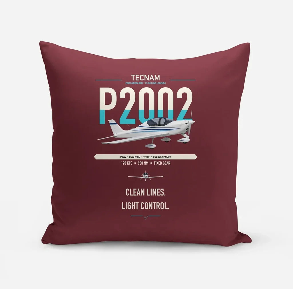 Tecnam P2002 Sierra MkII design on dark red pillow