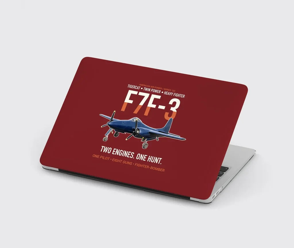 F7F-3 Tigercat Two Engines One Hunt design on dark red MacBook case