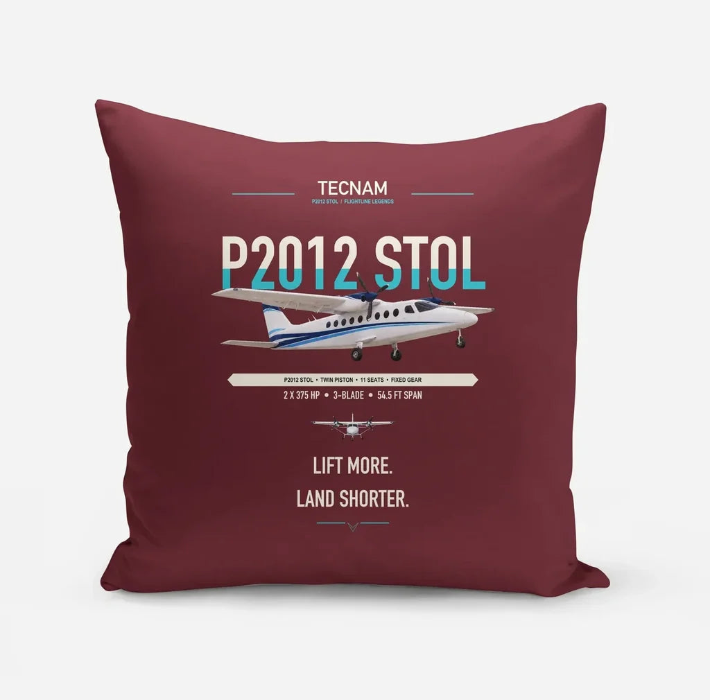 Tecnam P2012 STOL design on dark red pillow