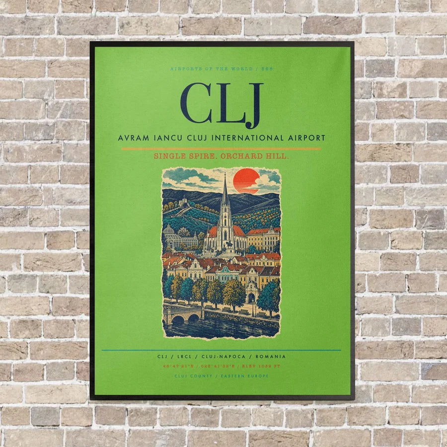 Avram Iancu Cluj International Airport CLJ - Canvas Framed - Light Green