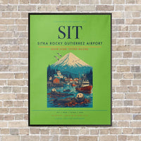 Thumbnail for Sitka Rocky Gutierrez Airport SIT vertical canvas print - framed - light green background