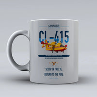 Thumbnail for Canadair CL-415 design on light gray ceramic mug, double-side print