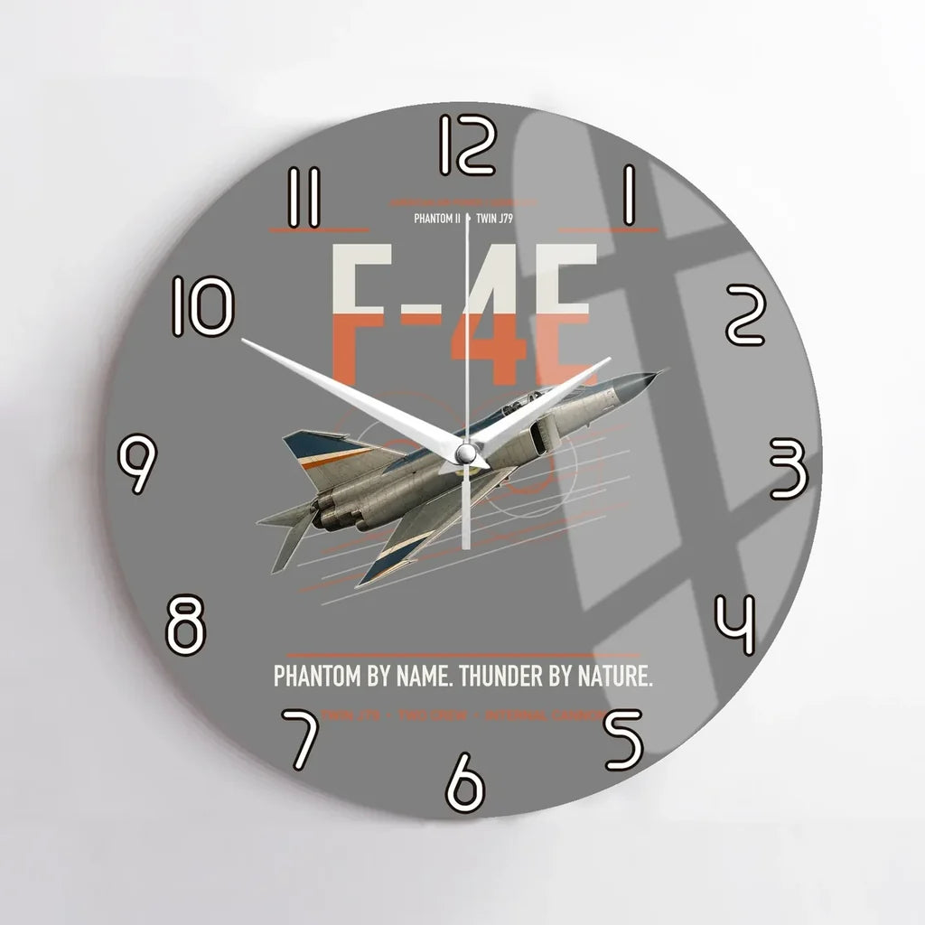F-4E Phantom II design on gray no frame wall clock