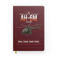 Thumbnail for MD AH-6M Little Bird design on dark red notebook