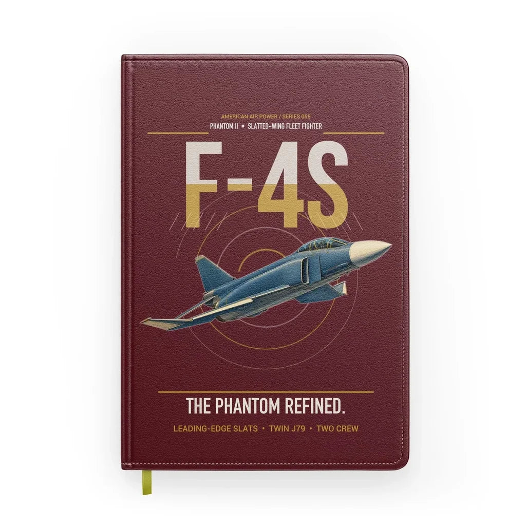 F-4S Phantom II design on dark red notebook