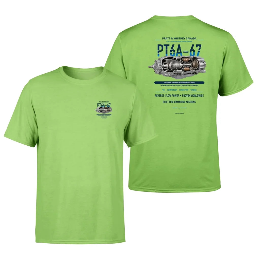PT6A-67 design on light green t shirt