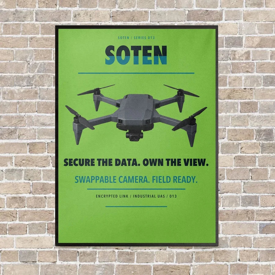 ACSL SOTEN vertical canvas print - framed - light green background