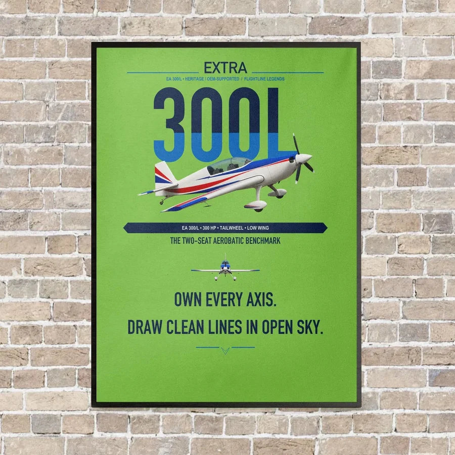 Extra 300L vertical canvas print - framed - light green background